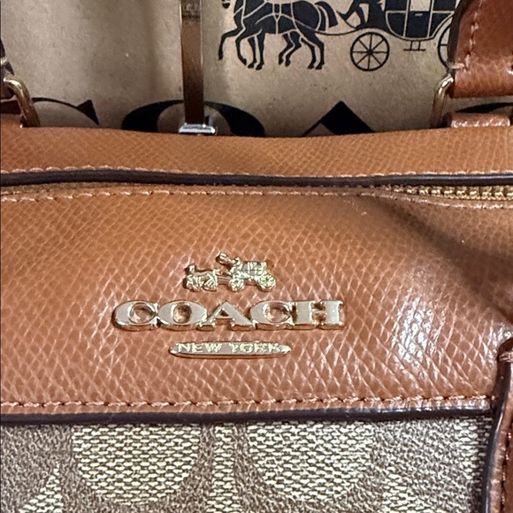 Coach Bennett Tan and Brown Signature Satchel - Picture 3 of 16